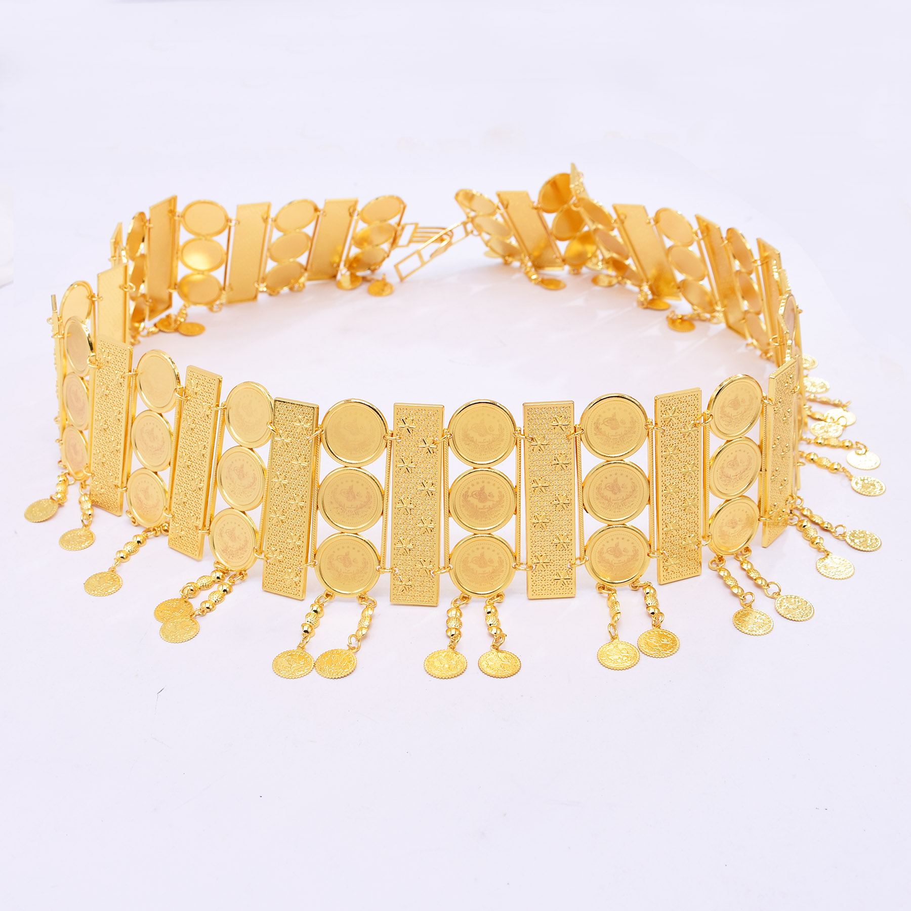 Ethnic Indian Fashion - 3-Row Wide Coin Tassel Belt Body