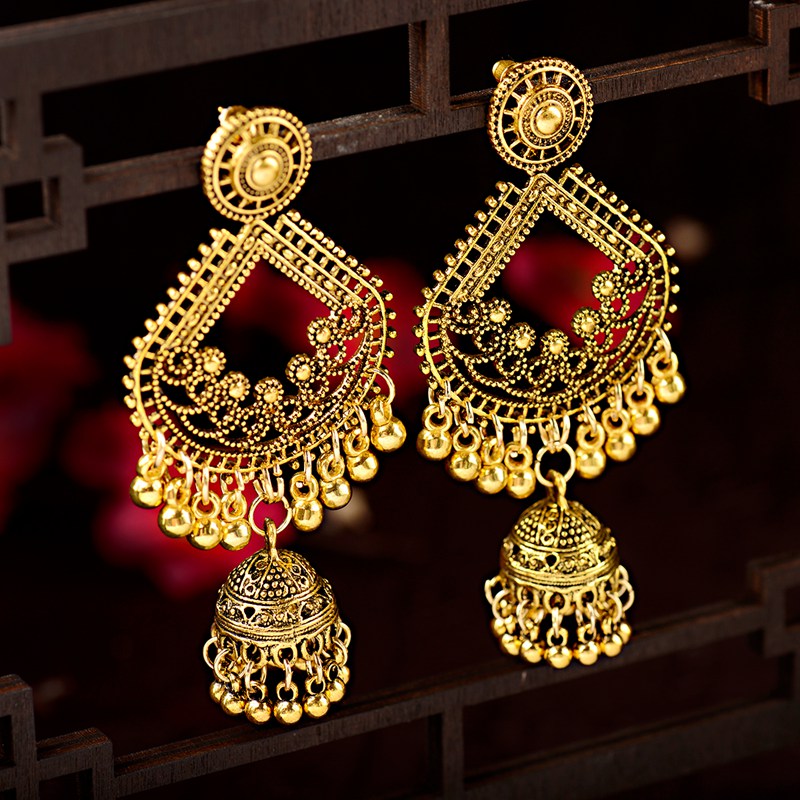 Ethnic Indian Fashion - Ethnic Women Big Gold Color Dangle