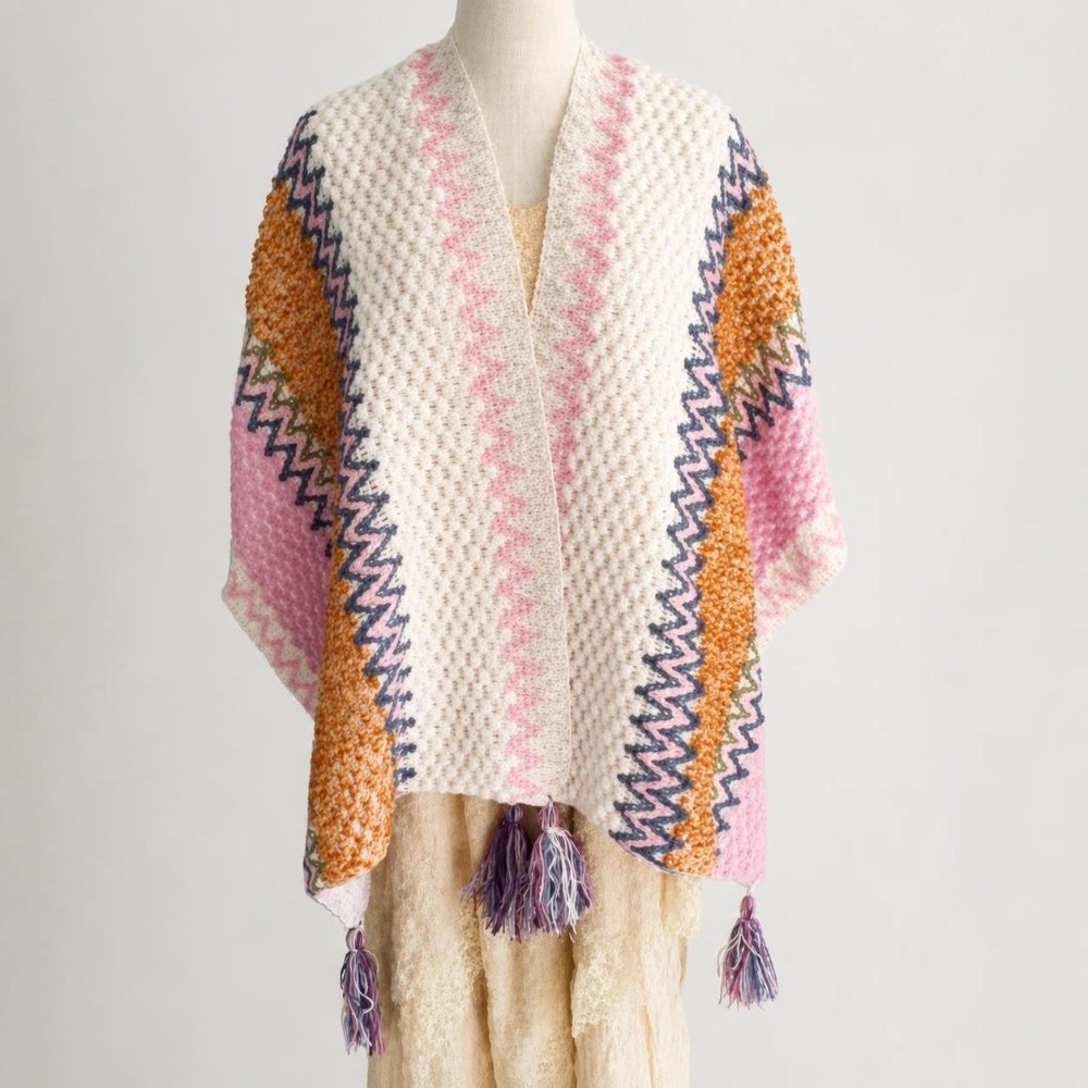 Retro Striped Pattern Knit Pon - огляд і ціна Ethnic Fashion Wear