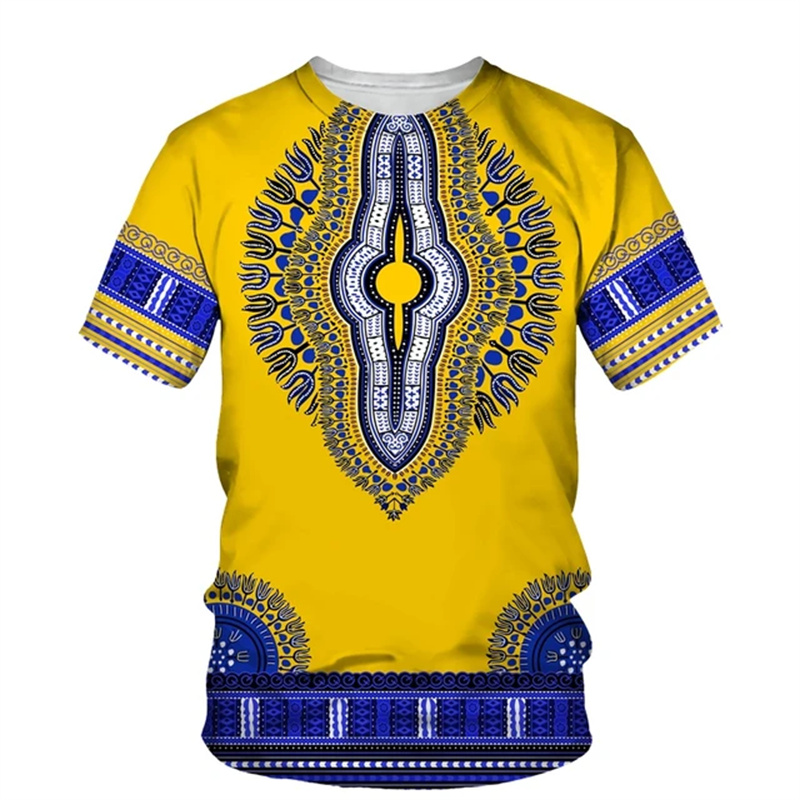 Summer Harajuku 3D Print Afric - огляд і ціна Dashiki Shirt Men