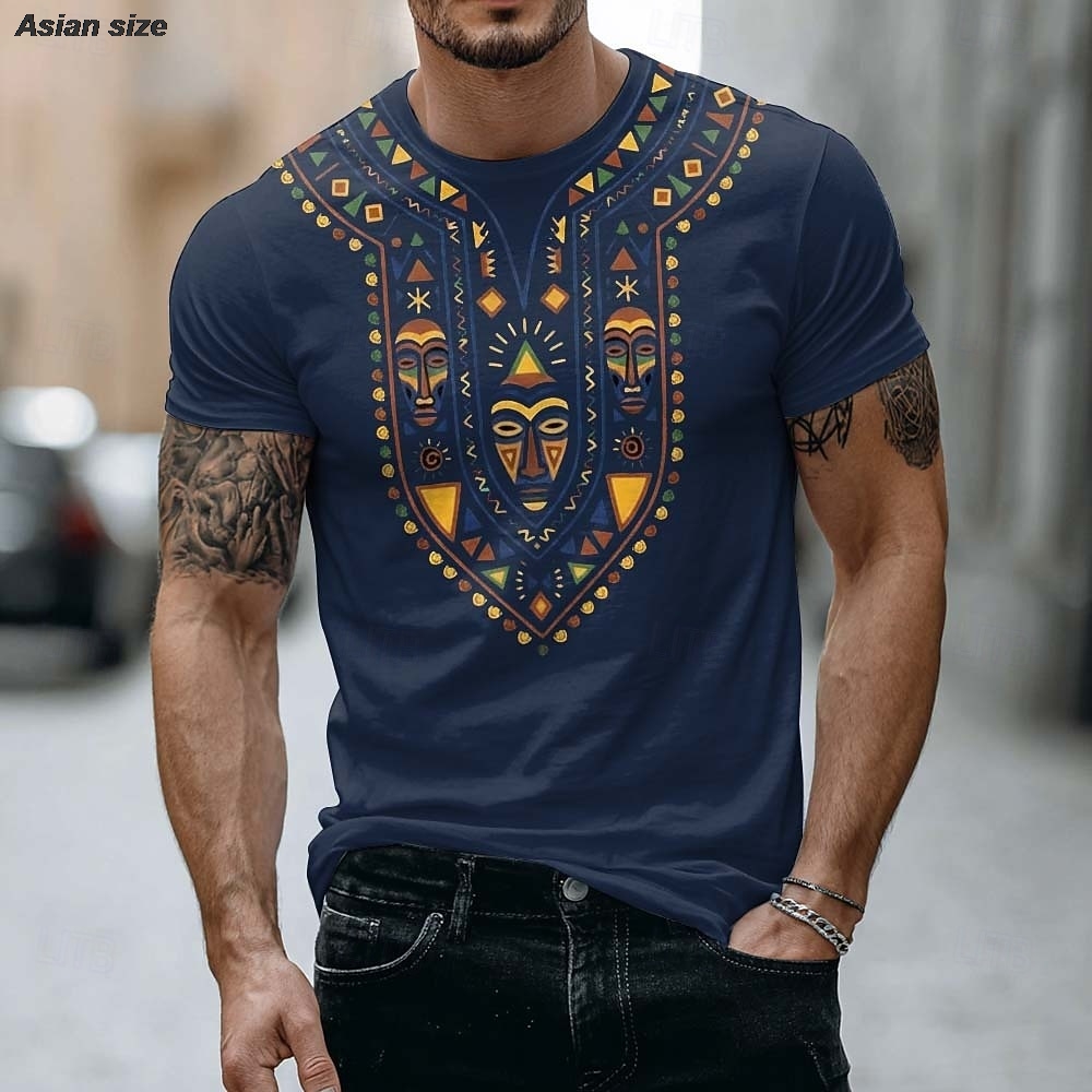 2026 Mens African Tribal Mask  - огляд і ціна Dashiki Shirt Men