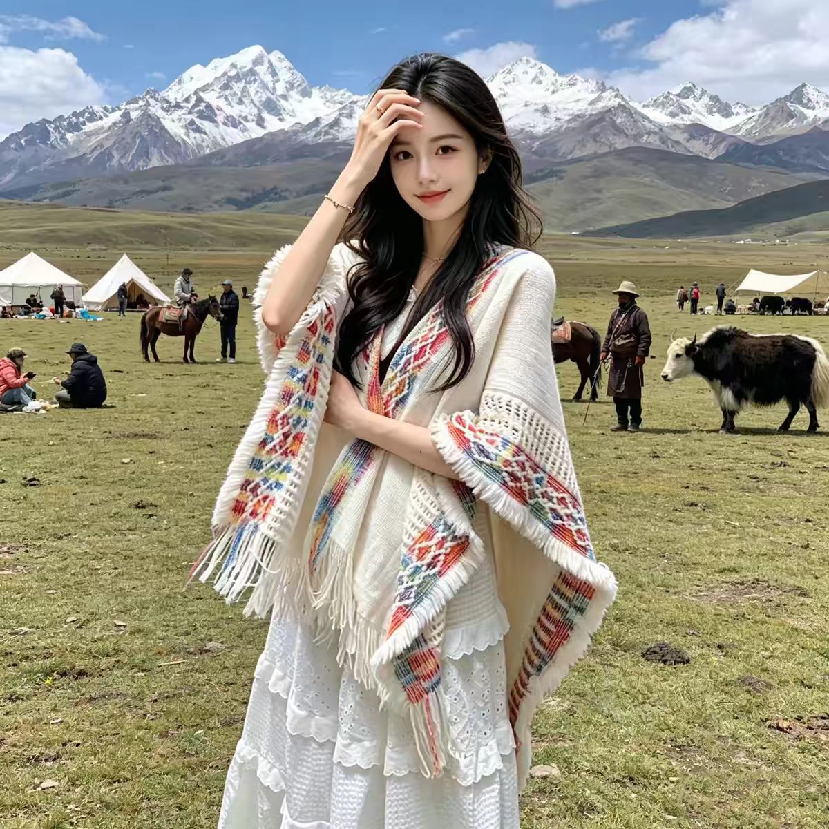 Boho Ethnic Print Poncho Shawl - огляд і ціна Ethnic Boho Fashion