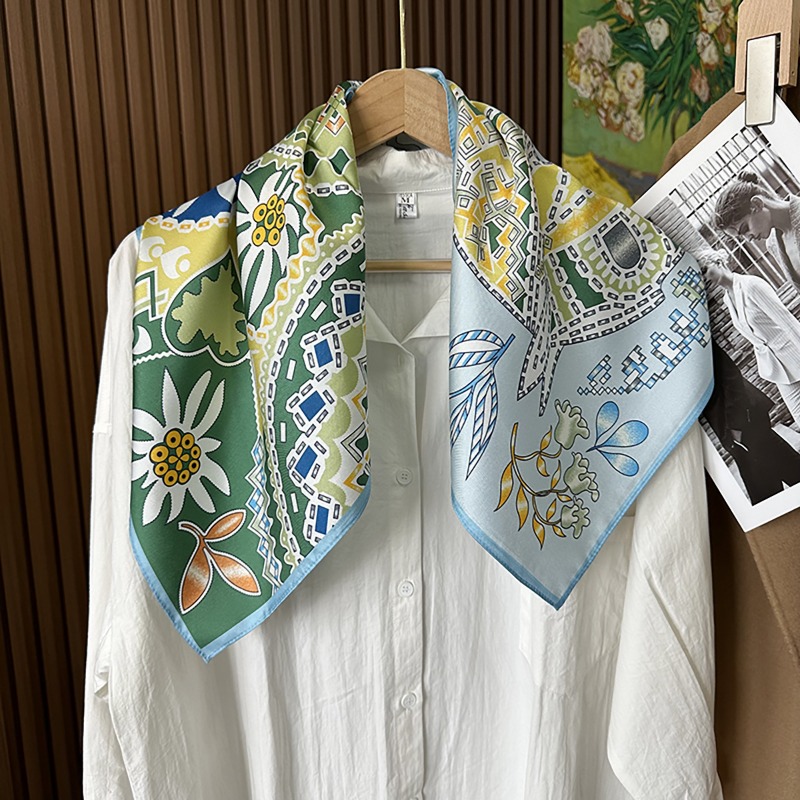 Green Boho Horse Square Scarf  - огляд і ціна Ethnic Boho Fashion