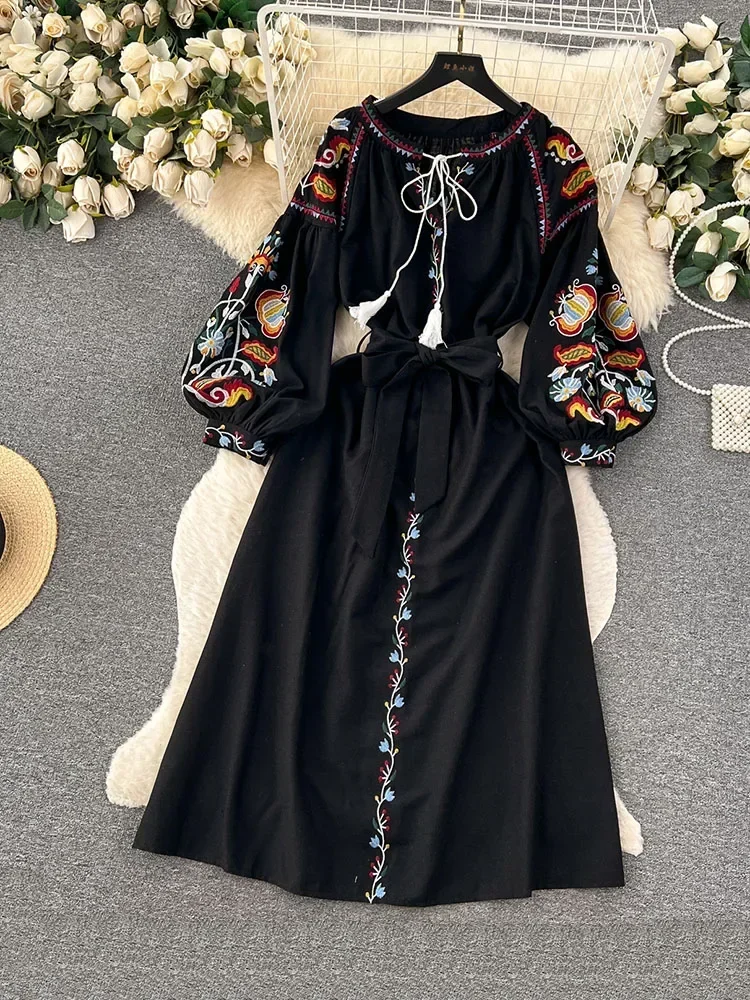 Women Spring Autumn Dress Vint - огляд і ціна Ethnic Boho Fashion